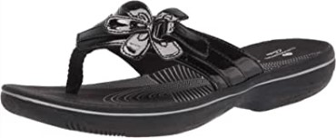 Chanclas Mujer Clarks Brinkley Flora Charol Negro Sintético