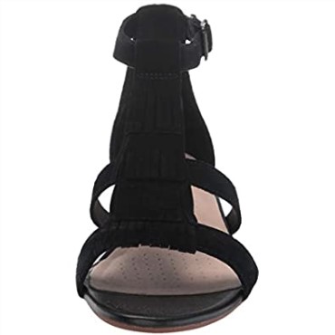 Sandalia De Mujer Con Cuña Clarks Abigail En Ante Negro
