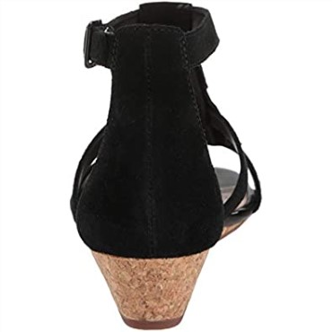 Sandalia De Mujer Con Cuña Clarks Abigail En Ante Negro