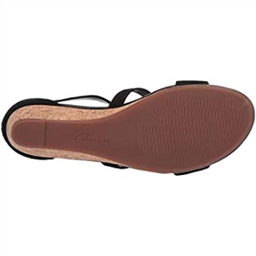 Sandalia De Mujer Con Cuña Clarks Abigail En Ante Negro