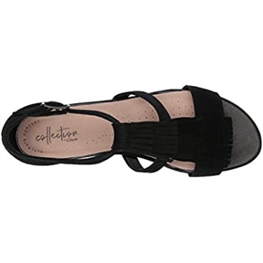 Sandalia De Mujer Con Cuña Clarks Abigail En Ante Negro