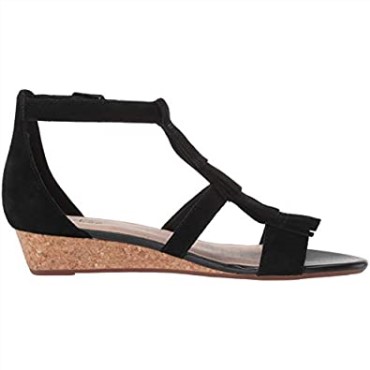 Sandalia De Mujer Con Cuña Clarks Abigail En Ante Negro