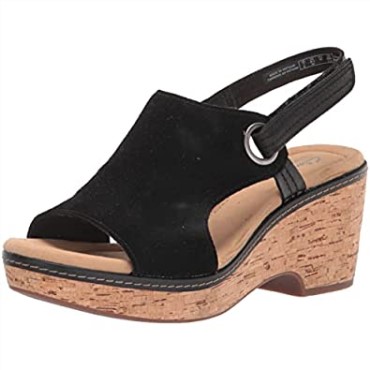 Sandalia Mujer Clarks Giselle Sea Cuña Ante Negro