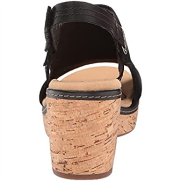 Sandalia Mujer Clarks Giselle Sea Cuña Ante Negro