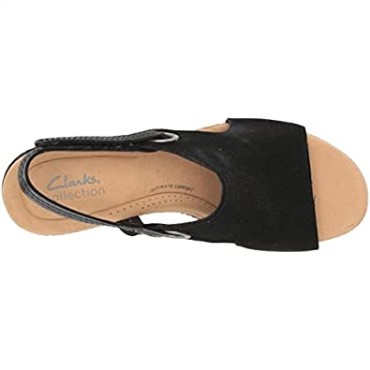 Sandalia Mujer Clarks Giselle Sea Cuña Ante Negro
