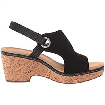 Sandalia Mujer Clarks Giselle Sea Cuña Ante Negro
