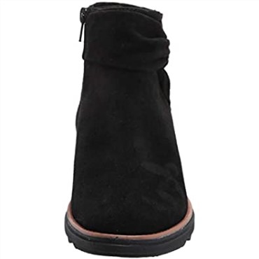 Botines Sharon Salon De Clarks Para Mujer De Ante Negro Con Ribete Marrón Oscuro