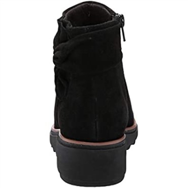 Botines Sharon Salon De Clarks Para Mujer De Ante Negro Con Ribete Marrón Oscuro