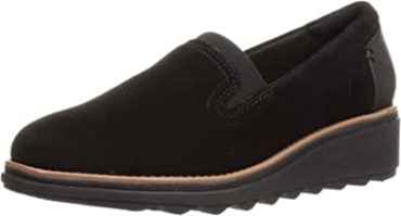 Mocasines Sharon Dolly De Gamuza Negra Con Mundo De Bronceado Oscuro Para Mujer Clarks