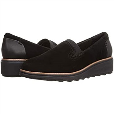 Mocasines Sharon Dolly De Gamuza Negra Con Mundo De Bronceado Oscuro Para Mujer Clarks