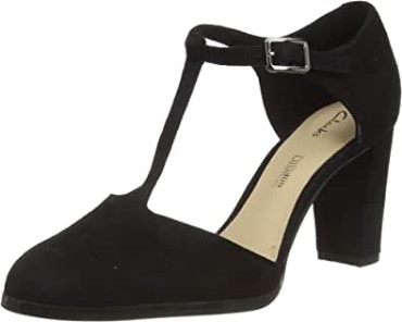 Zapatos De Salón Kayl85 Tbar T-bar De Mujer De Ante Negro Clarks