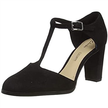 Zapatos De Salón Kayl85 Tbar T-bar De Mujer De Ante Negro Clarks