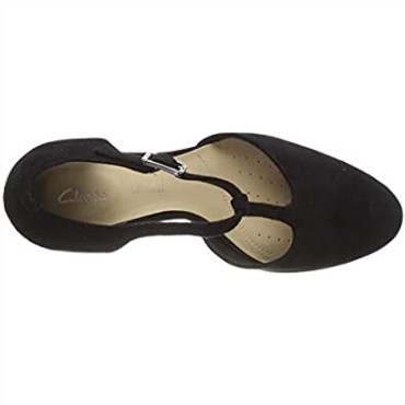 Zapatos De Salón Kayl85 Tbar T-bar De Mujer De Ante Negro Clarks