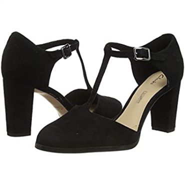 Zapatos De Salón Kayl85 Tbar T-bar De Mujer De Ante Negro Clarks