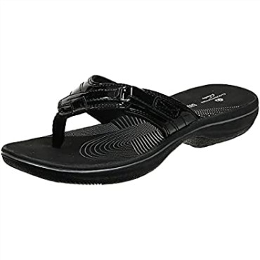 Chanclas De Mujer Charol Sintético Negro Mar Brisa Clarks