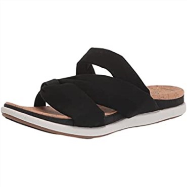 Sandalia Mujer Clarks Eliza Skip Slide De Textil Negro