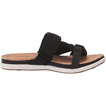 Sandalia Mujer Clarks Eliza Skip Slide De Textil Negro