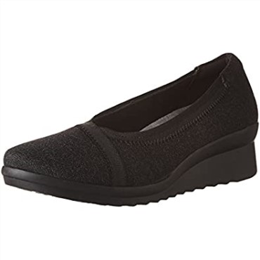 Zapato De Salón De Mujer De Textil Negro Con Cuña Caddell Dash Clarks
