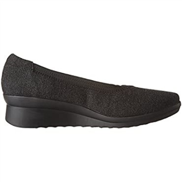 Zapato De Salón De Mujer De Textil Negro Con Cuña Caddell Dash Clarks