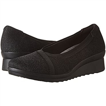 Zapato De Salón De Mujer De Textil Negro Con Cuña Caddell Dash Clarks