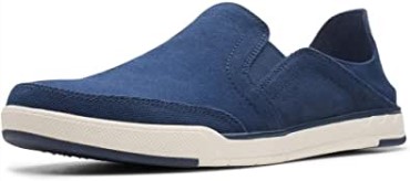 Mocasines Clarks Step Isle Row Para Hombre De Lona Azul Marino De Lona Azul Marino