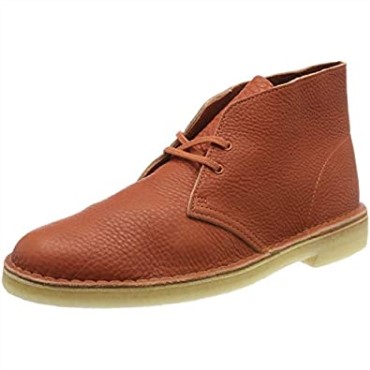 Marrón Quemado Naranja Lea Quemado Naranja Lea Desert Chukka Boot Para Hombre Clarks