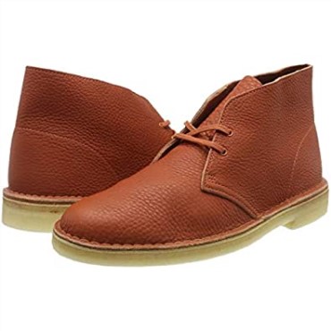 Marrón Quemado Naranja Lea Quemado Naranja Lea Desert Chukka Boot Para Hombre Clarks