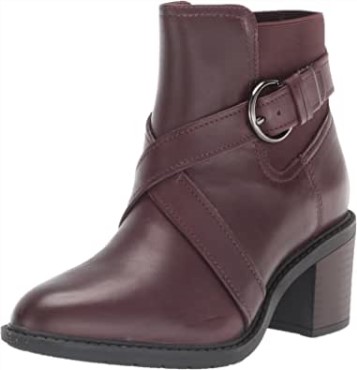Botín Mujer Clarks Scene Strap En Piel Burdeos