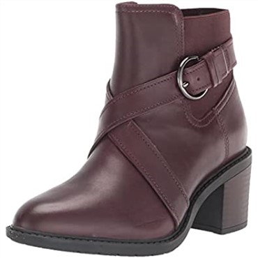 Botín Mujer Clarks Scene Strap En Piel Burdeos
