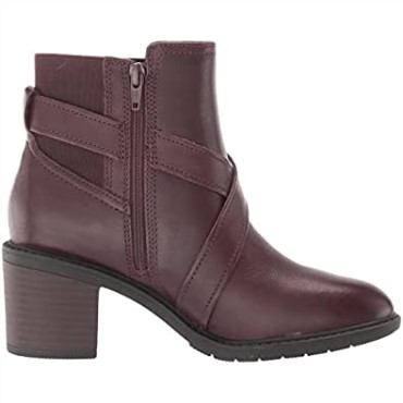 Botín Mujer Clarks Scene Strap En Piel Burdeos