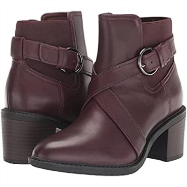 Botín Mujer Clarks Scene Strap En Piel Burdeos