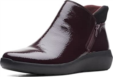 Botines Kayleigh Mid De Mujer Clarks De Charol Burdeos