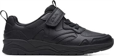 C Lowder Sprint Niño Zapatos De Cuero Negro Clarks