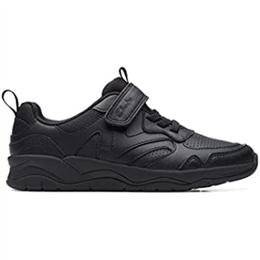 C Lowder Sprint Niño Zapatos De Cuero Negro Clarks