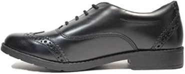 Zapatos Escolares Brogue Para Niñas De Cuero Negro Aubrie Tap Para Jóvenes Clarks