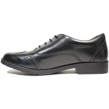 Zapatos Escolares Brogue Para Niñas De Cuero Negro Aubrie Tap Para Jóvenes Clarks