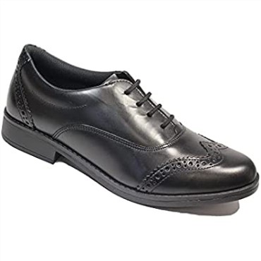 Zapatos Escolares Brogue Para Niñas De Cuero Negro Aubrie Tap Para Jóvenes Clarks