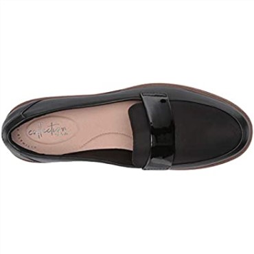Mocasines De Mujer Clarks Raisie Arlie De Piel Negra Textil Combi
