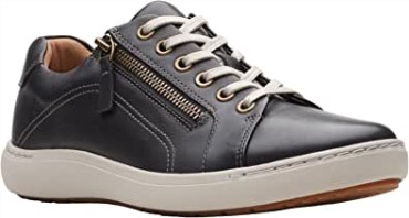 Sneaker De Mujer Clarks Nalle De Piel Negra Con Cordones
