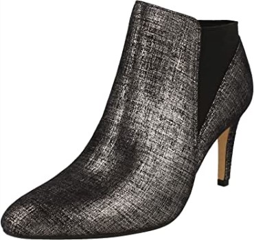 Botines Clarks Negro Plata Metalizada Mujer Laina Violeta