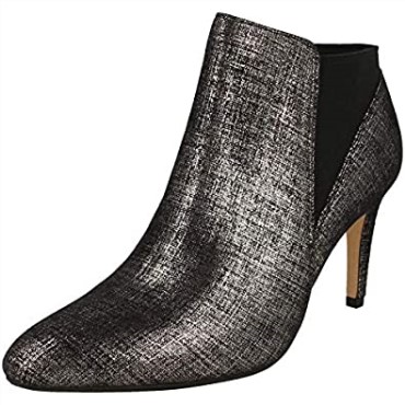 Botines Clarks Negro Plata Metalizada Mujer Laina Violeta