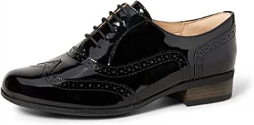 Zapatos Brogue De Mujer Clarks Black Charol Hamble Oak