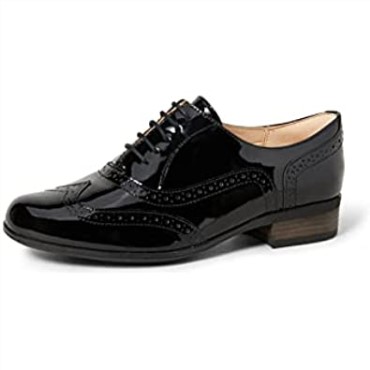 Zapatos Brogue De Mujer Clarks Black Charol Hamble Oak
