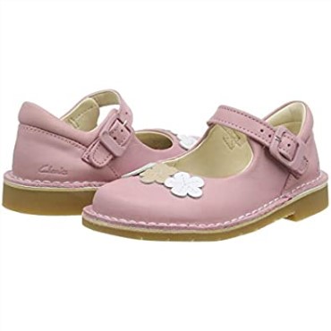 Zapatos De Cuero Para Niños Pequeños Clarks Comet Gem Rosa Polvoriento