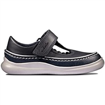 Primeros Zapatos De Cuero Para Niñas Clarks Crest Sky De Cuero Azul Marino De Corte Estrecho De Cuero Azul Marino