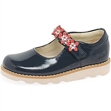 Zapatos De Cuero Encerados Para Niños Pequeños Clarks Crown Petal Azul Marino