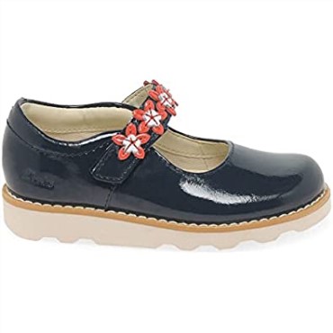 Zapatos De Cuero Encerados Para Niños Pequeños Clarks Crown Petal Azul Marino