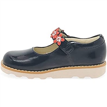Zapatos De Cuero Encerados Para Niños Pequeños Clarks Crown Petal Azul Marino