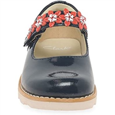Zapatos De Cuero Encerados Para Niños Pequeños Clarks Crown Petal Azul Marino