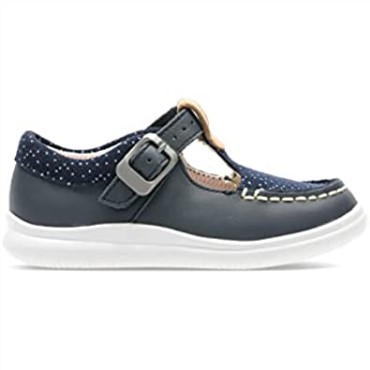 Zapatillas Niña Clarks Cloud Rosa T Bajas Azul Marino Piel